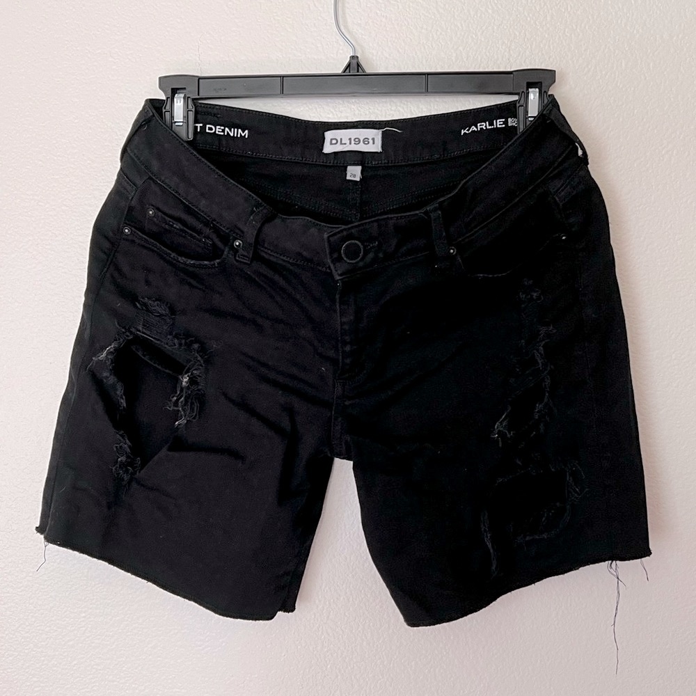 Black Denim Boyfriend Shorts